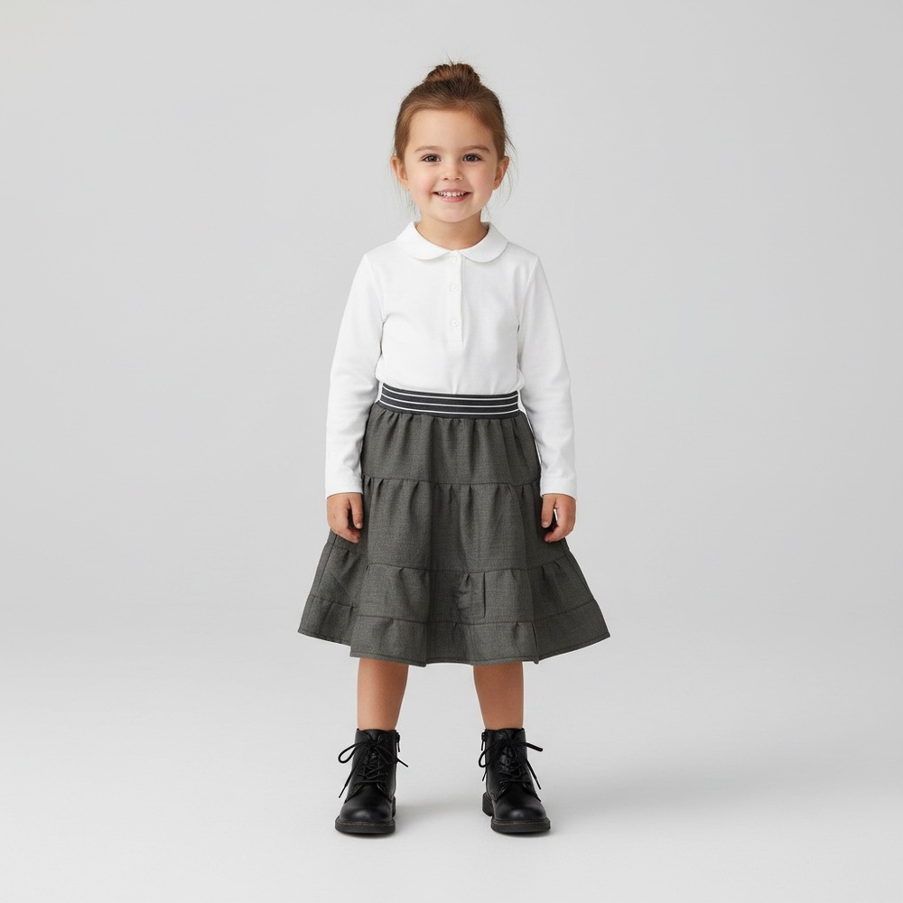 Skirt 100% Wool Girls 2/3 Maxi Gray Ruffle Tiered Preppy Mom and‎ Pop's Kids